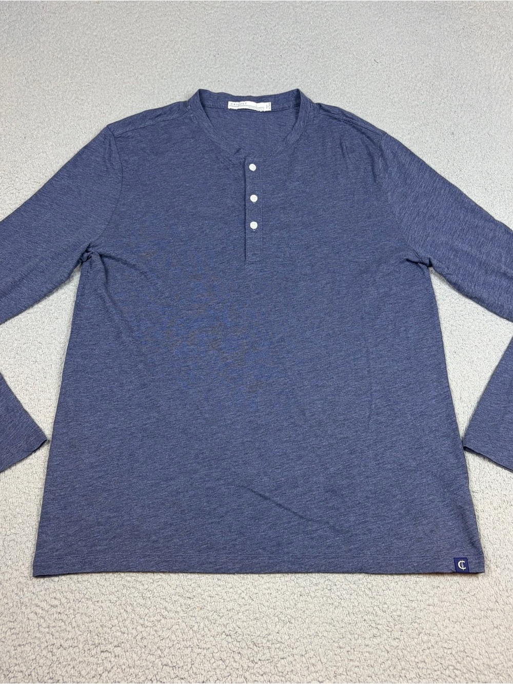 Criquet Henley Shirt Men's Large Navy Blue Long-Sleeve Casual Cotton